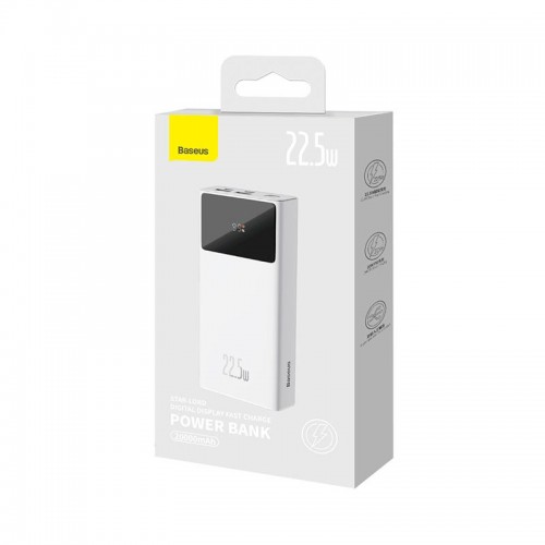 УМБ Baseus Star-Lord Digital Display Fast Charge Power Bank 30000mAh |2USB/1Type-C, 22.5W/3A, PD/QC| white