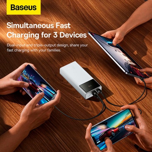 УМБ Baseus Star-Lord Digital Display Fast Charge Power Bank 30000mAh |2USB/1Type-C, 22.5W/3A, PD/QC| white