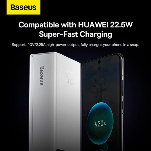 УМБ Baseus Star-Lord Digital Display Fast Charge Power Bank 30000mAh |2USB/1Type-C, 22.5W/3A, PD/QC| white