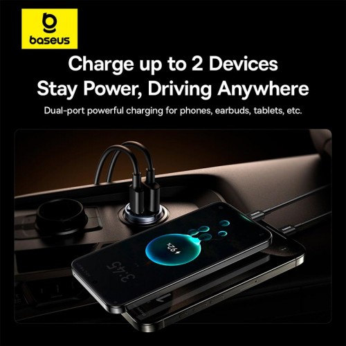 Адаптер автомобильный Baseus Tiny Star Mini Car Charger |1USB/1Type-C, 30W/3A, PD/QC|