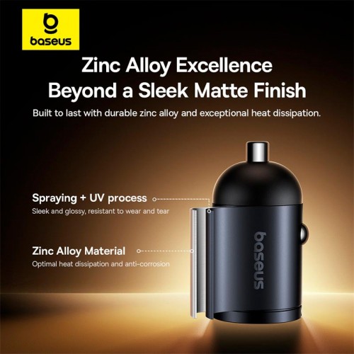 Адаптер автомобильный Baseus Tiny Star Mini Car Charger |1USB/1Type-C, 30W/3A, PD/QC|