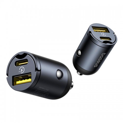 Адаптер автомобильный Baseus Tiny Star Mini Car Charger |1USB/1Type-C, 30W/3A, PD/QC|