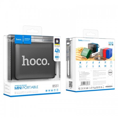 Акустика HOCO Gold brick sports BT speaker BS51 |BT5.1, TWS, USB/AUX/TF/FM, 4h| blue