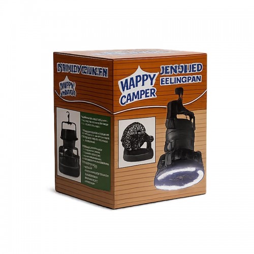Портативний вентилятор крючок кріплення Happy Camper 2in1 ZPD-001 |18 LED, Battery not included| black
