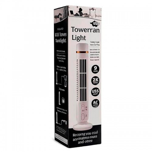 Вентилятор Bladeless Tower Fan FS-001 |2Level, LED, AAA Battery/AC Power| white