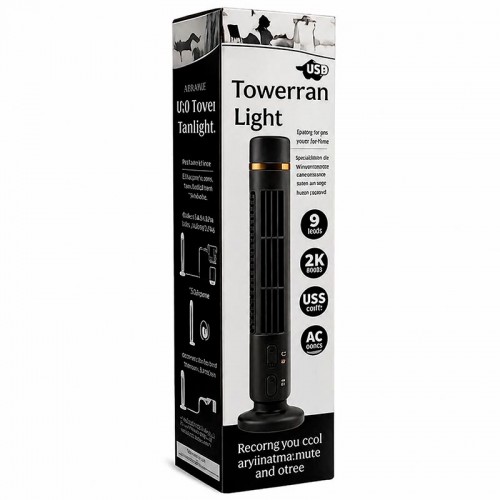 Вентилятор Bladeless Tower Fan FS-001 |2Level, LED, AAA Battery/AC Power| white