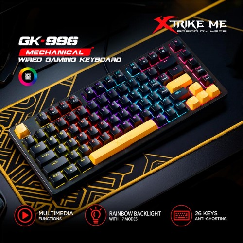 Клавиатура XTRIKE ME mechanical wired keyboard GK-996 |82 Keys, RGB, EN Layout|