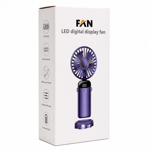 Портативний вентилятор LED digital display fan purple