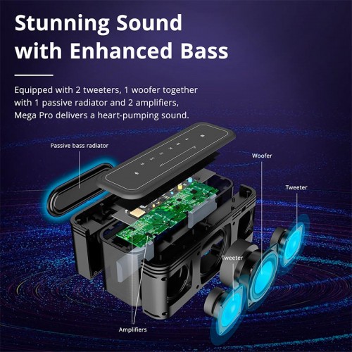 Портативная Bluetooth колонка Tronsmart Mega Pro IPX5 BT5.0, 60W, TWS, NFC, EQ, 10h Max black