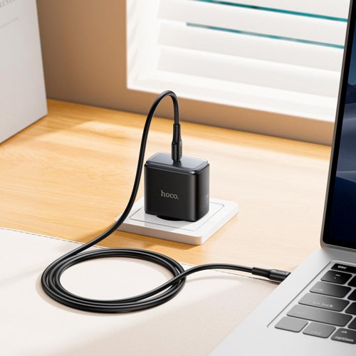 Сетевое зарядное устройство 65W Type-C с кабелем Type-C Hoco C159A PD QC 3A black