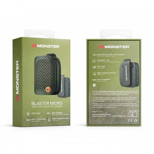 Портативная Bluetooth колонка Monster Blaster Micro D127 (MS62106) IPX7 BT5.4 3W 3.5-8.6h 450mAh black