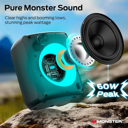 Портативная Bluetooth колонка Monster Musicbox M171 (MS22150) IPX5 BT5.3 40W 2-8h 2000mAh black