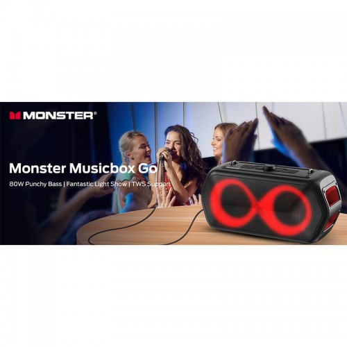 Портативная Bluetooth колонка Monster Musicbox Go (с 2 микрофонами) M176 (MS22132) IPX5 BT5.3 80W 2.5-4.5h 4000mAh black