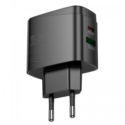 Мережевий зарядний пристрій Hoco Bright PD charger CS63A |1USB/1Type-C, 65W/3A| black