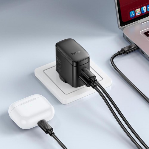 Мережевий зарядний пристрій Hoco Bright PD charger CS63A |1USB/1Type-C, 65W/3A| black