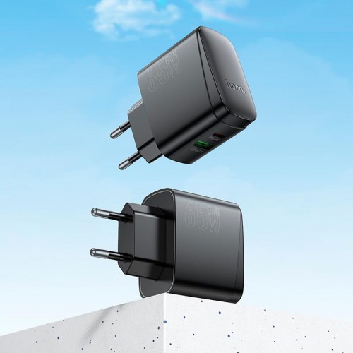Мережевий зарядний пристрій Hoco Bright PD charger CS63A |1USB/1Type-C, 65W/3A| black
