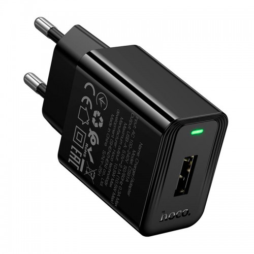 Мережевий зарядний пристрій Hoco Leader single-port charger CS91A |1USB, 10.5W/2.1A| black