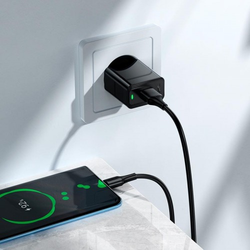 Мережевий зарядний пристрій Hoco Type-C cable Leader single-port charger set CS91A |1USB, 10.5W/2.1A| black