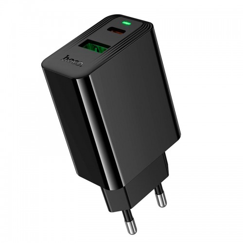 Мережевий зарядний пристрій Hoco Leader charger CS95A |1USB/1Type-C, PD/QC, 30W/3A| black