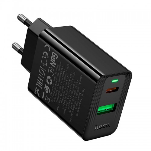 Мережевий зарядний пристрій Hoco Leader charger CS95A |1USB/1Type-C, PD/QC, 30W/3A| black