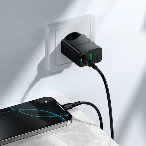 Мережевий зарядний пристрій Hoco Leader charger CS95A |1USB/1Type-C, PD/QC, 30W/3A| black