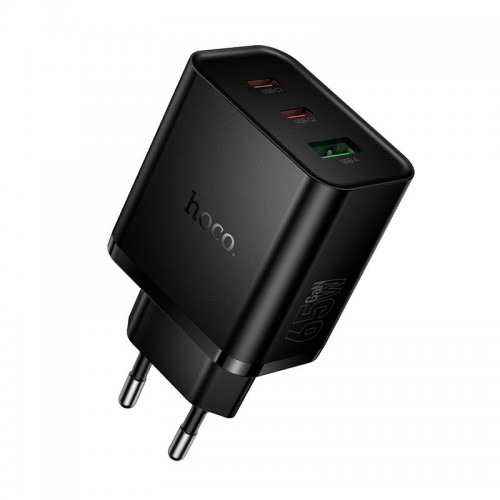Сетевое зарядное устройство HOCO Grande charger N75 |1USB/2Type-C, 65W/3A, PD/QC| black