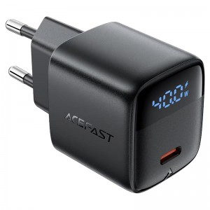 Сетевое зарядное устройство AceFast GaN A135 с цифровым дисплеем |1Type-C, 40Вт/3А, PD/QC| black