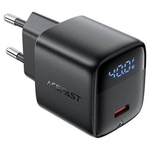 Сетевое зарядное устройство AceFast GaN A135 с цифровым дисплеем |1Type-C, 40Вт/3А, PD/QC| black
