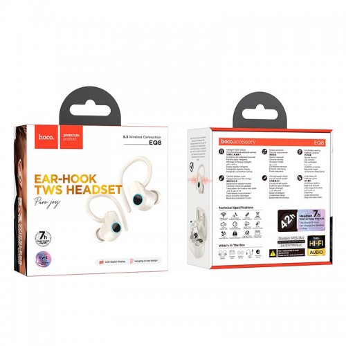 Беспроводные Bluetooth наушники TWS Hoco EQ8 |BT5.3, 7/42ч| black
