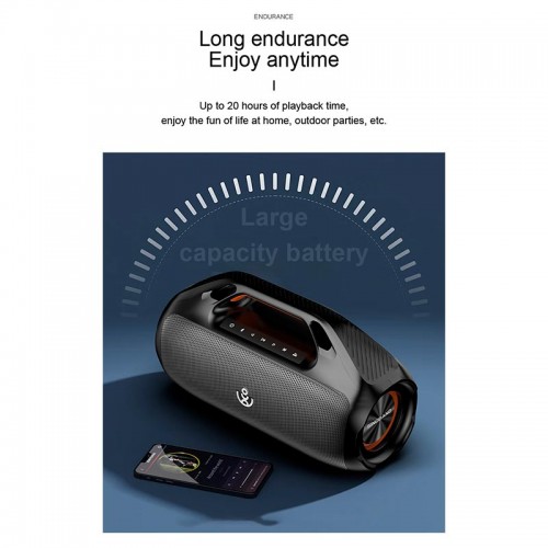 Портативна Bluetooth колонка Xdobo Kungfu IPX7 |BT5.3, 160W, TWS, USB/AUX, 20h| black