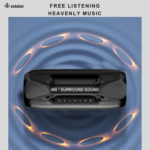 Портативна Bluetooth колонка Xdobo Kungfu IPX7 |BT5.3, 160W, TWS, USB/AUX, 20h| black