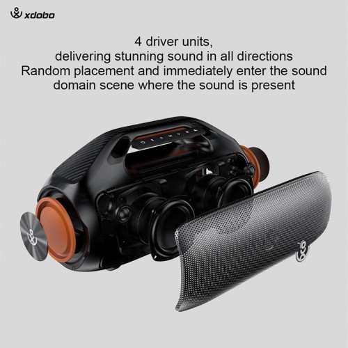 Портативна Bluetooth колонка Xdobo Kungfu IPX7 |BT5.3, 160W, TWS, USB/AUX, 20h| black