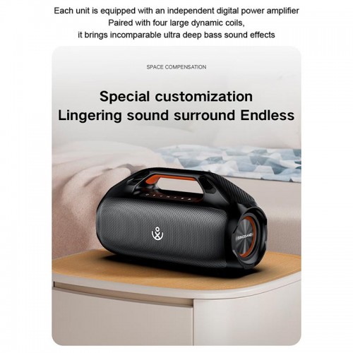 Портативна Bluetooth колонка Xdobo Kungfu IPX7 |BT5.3, 160W, TWS, USB/AUX, 20h| black