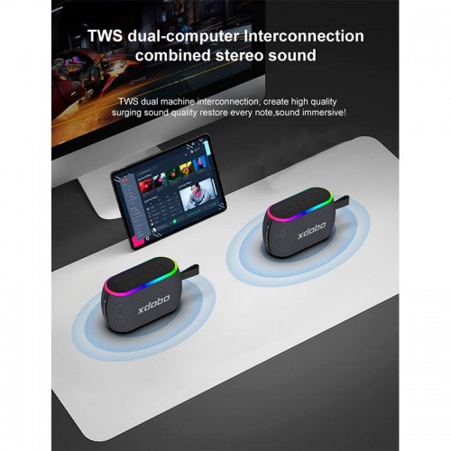 Портативна Bluetooth колонка Xdobo X8 Mini II IPX6 |BT5.3, 30W, USB/AUX/TF, 13h| black
