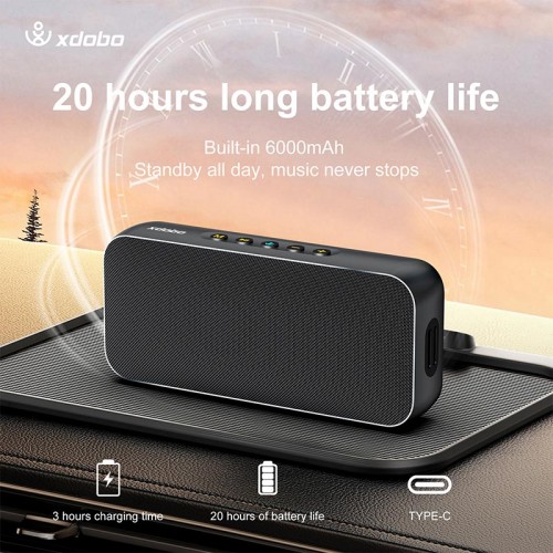 Портативна Bluetooth колонка Xdobo Luxe IPX5 |BT5.3, 60W, AUX/TF, 8h| black