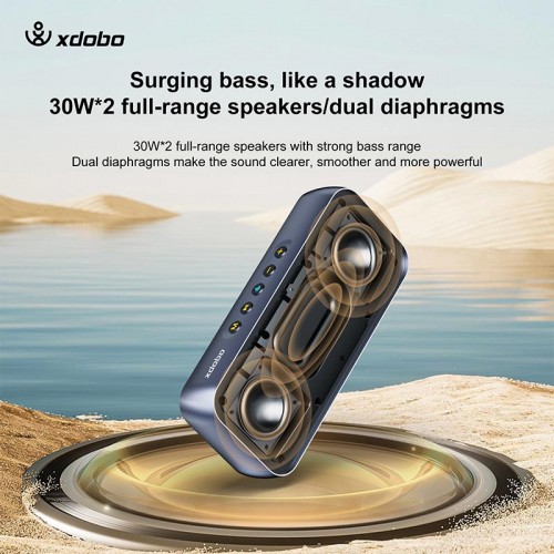 Портативна Bluetooth колонка Xdobo Luxe IPX5 |BT5.3, 60W, AUX/TF, 8h| black