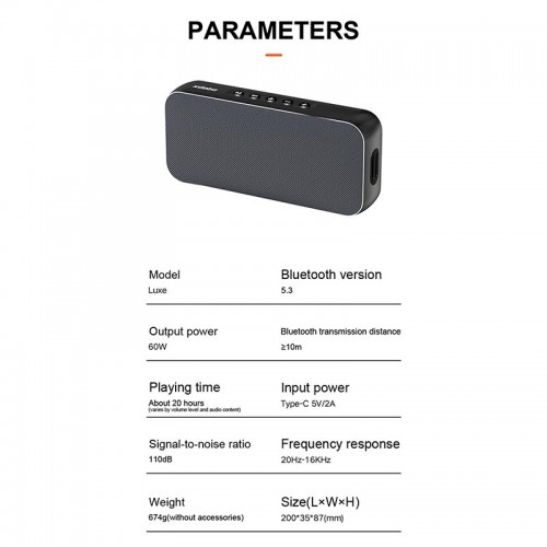 Портативна Bluetooth колонка Xdobo Luxe IPX5 |BT5.3, 60W, AUX/TF, 8h| black