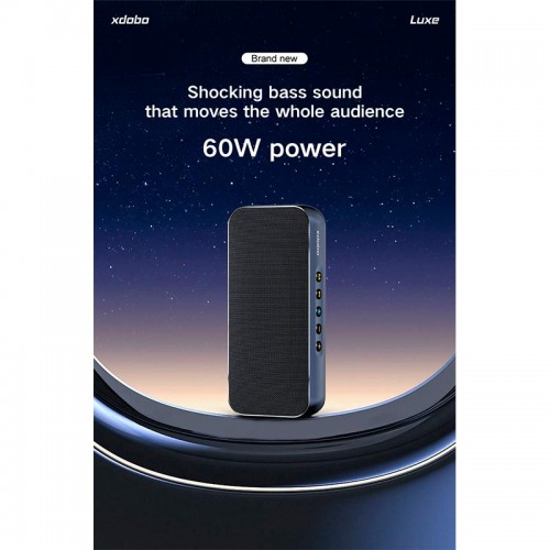 Портативна Bluetooth колонка Xdobo Luxe IPX5 |BT5.3, 60W, AUX/TF, 8h| black