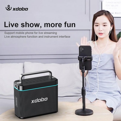 Портативна Bluetooth колонка Xdobo Truth (з 2 мікрофонами) IPX6 |BT5.3, 200W, AUX/USB/TF, 12h| black