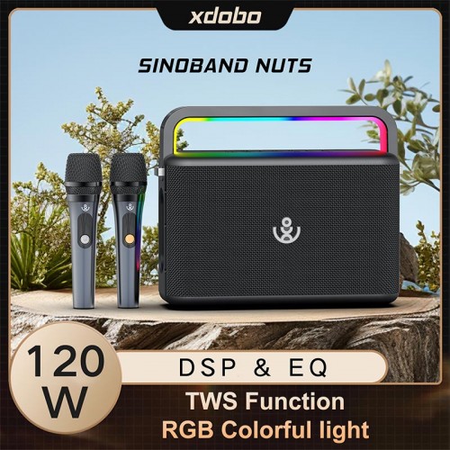 Портативна Bluetooth колонка Xdobo Nuts (з 2 мікрофонами) |BT5.3, 120W, USB/AUX/TF, 20h| black