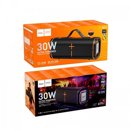 Портативная Bluetooth колонка Hoco HC51 IPX4 |BT6.0, AUX/TF/USB, 30W, 3ч, TWS| blue