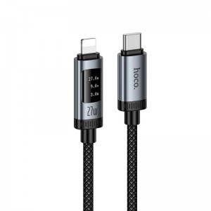 Кабель Hoco C to Lightning Lord PD digital display charging data cable U148 |1.2m, 27W| black