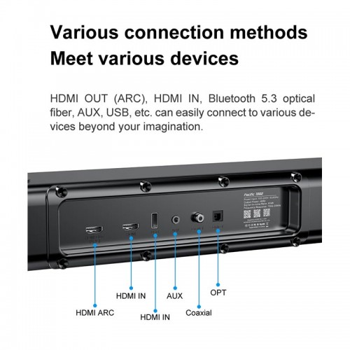 Акустика саундбар Xdobo Pacific 1982 (Dolby atmos) |BT5.3+EDR, 500W Peak, HDMI/Optical Fibre/ USB/ AUX/Coaxial| black
