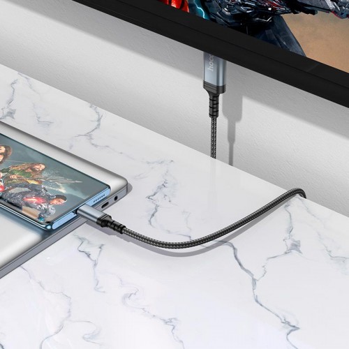 Кабель Hoco Type-C to HDTV HD screen mirroring cable UA43 |1.8m, 4K, 30Hz| metal-grey