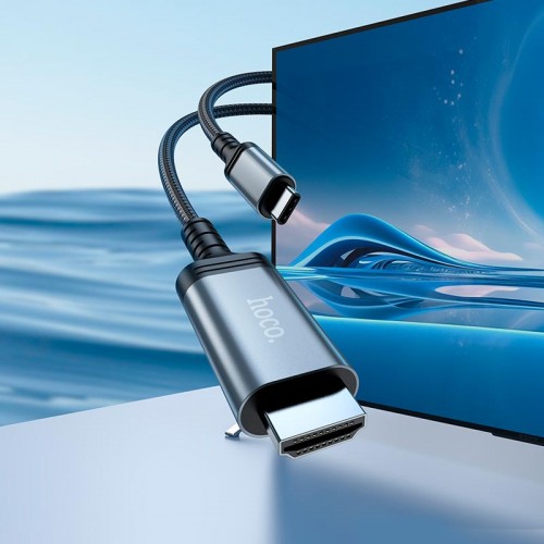 Кабель Hoco Type-C to HDTV HD screen mirroring cable UA43 |1.8m, 4K, 30Hz| metal-grey