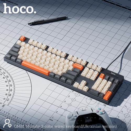Клавиатура Hoco Murphy 3-color wired keyboard GM61 (UA version) |104 keys| grey