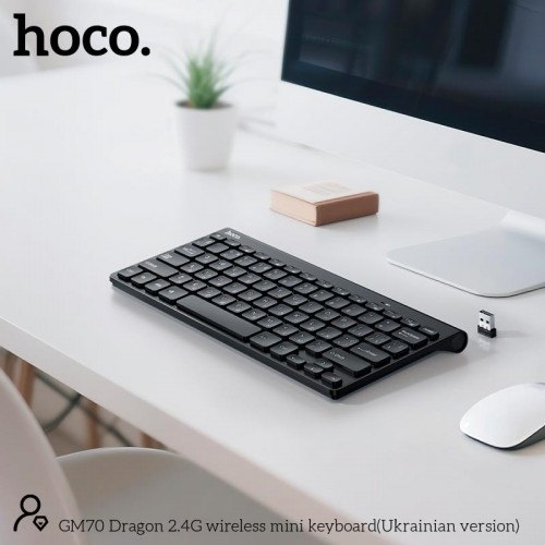 Беспроводная клавиатура Hoco Dragon 2.4G wireless mini keyboard GM70 (UA version) |78 Keys| black