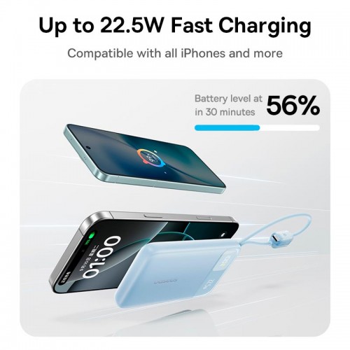 Повербанк Baseus FC11 EnerFill 10000mAh 22.5W/3A Digital Display з 2 кабелями Type-C/Lightning black