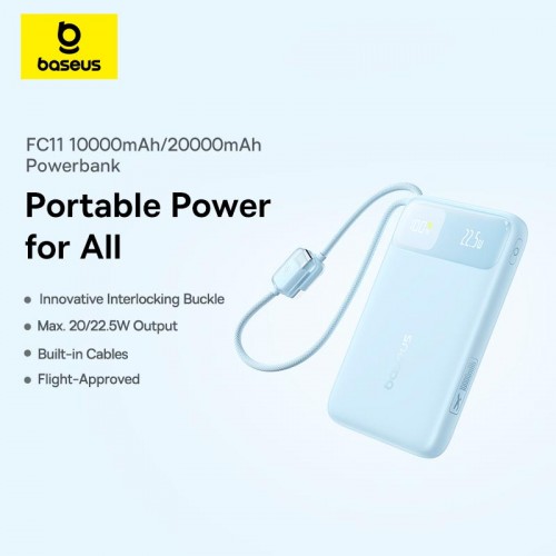 Повербанк Baseus FC11 EnerFill 10000mAh 22.5W/3A Digital Display з 2 кабелями Type-C/Lightning black