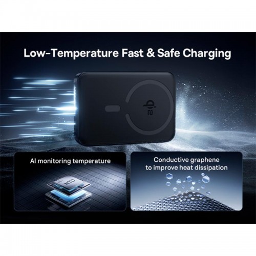 Повербанк MagSafe Baseus FM12 EnerFill Qi2 Magnetic 10000mAh 1Type-C, 22.5W/3A, PD/QC black